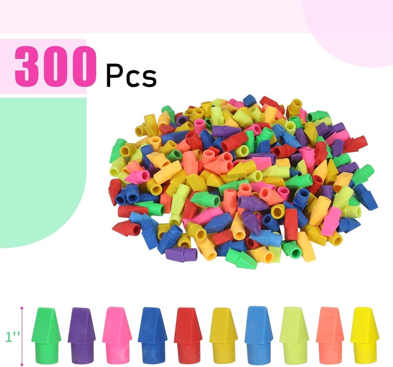 Garpphst 300 Pack Pencil Top Erasers Bulk 10 Colors and Cap Erasers for Pencils for Kids, Students in Classroom and School - Image 3